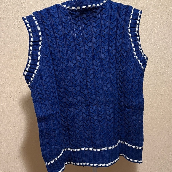 DAVI & DANI Cable Navy Knit Vest with White Trim​ - Picture 7 of 10